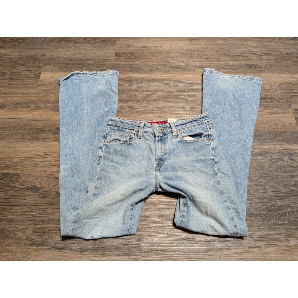 Levis 519 Low Flare Y2K 2000s Low Rise Jeans Juniors 7 JR M Light Wash Ripped